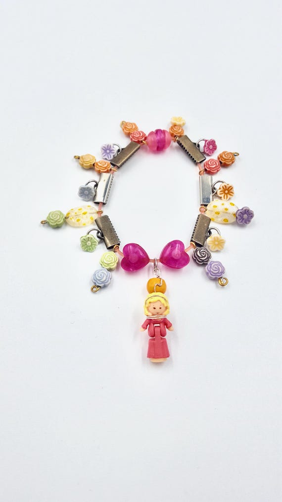 1994 Polly Pocket Pendant Floral Clikits Beaded Bracelet by Lauren Jay Designs