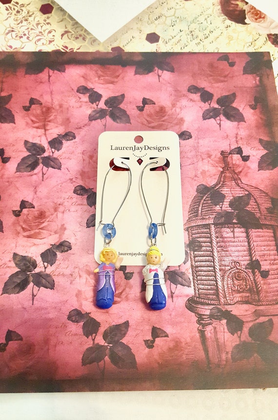 Restored Polly Pocket Long Dangle Earrings by Lauren Jay Designs