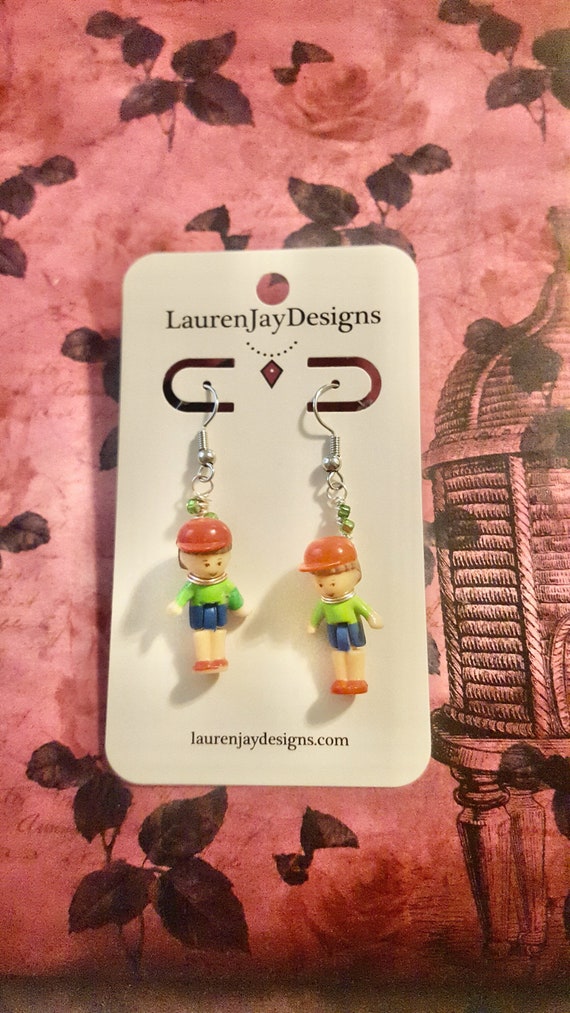 1990 Polly Pocket Titch Doll Beaded Dangle Earrings by Lauren Jay Designs