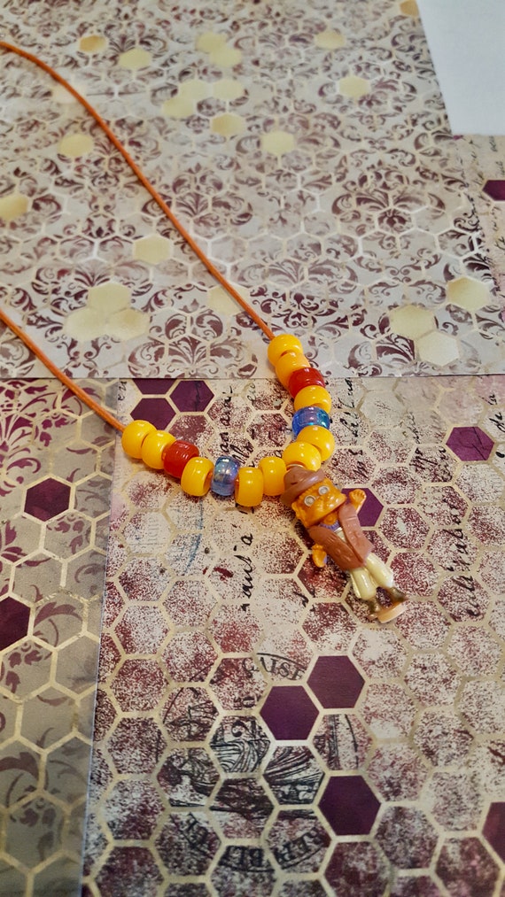 Polly Pocket Western Kami Kitty Orange Beaded Cord Necklace by Lauren Jay Designs