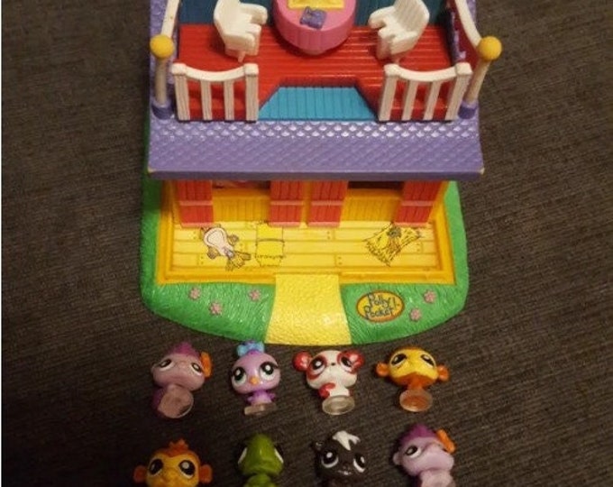 1998 Polly Pocket Pony Ride Playset and Littlest Pet Shop Animals