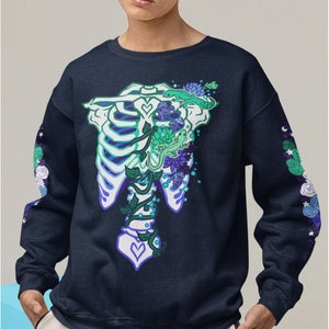 Gay MLM Subtle Pride Ribcage Sweatshirt | MLM Flag Sweater, Gay Pride Gecko Shirt, LGBTQ Skeleton Sweatshirt, Pastel Goth Clothing