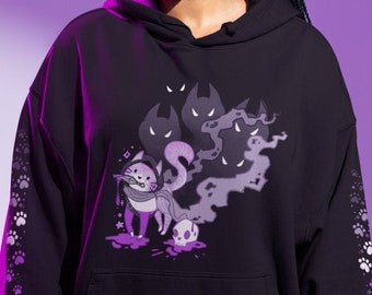 Asexual Pride Rogue Cat Hoodie | Ace Flag Sweatshirt, Subtle Pride, Ace Pride, Queer Art, Cute TTRPG LGBTQ, Pastel Goth Clothing