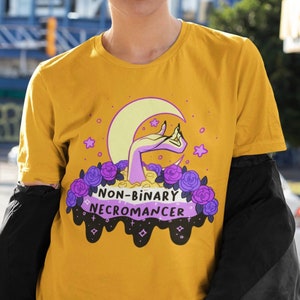 Nonbinary Pride Shirt | Non-binary Necromancer T-Shirt, Subtle Pride Queer Art, Enby Witchy Clothes, LGBTQ Zombie, Pastel Goth Clothing