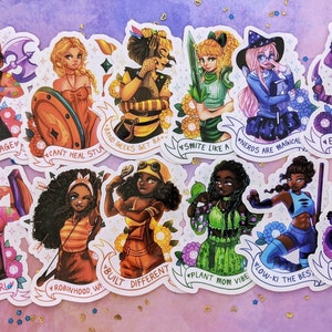 TTRPG Girls Sticker Sets | Fighter Ranger Bard Druid Wizard Rogue Barbarian Cleric Artificer Paladin Monk Warlock Sorcerer