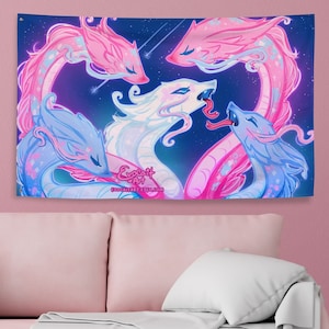 Hydra Transgender Subtle Pride Flag | Trans Pride Queer Art, Subtle Pride-dra Flag, LGBTQ Pastel Gothic Tapestry, Cute Room Decor Aesthetic