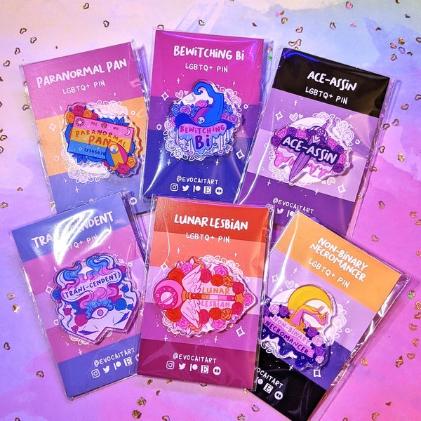 Magical LGBT+ Acrylic Pins | Pansexual Panro Asexual Ace Bisexual Biro Transgender Enby Non-binary Lesbian LGBTQIA