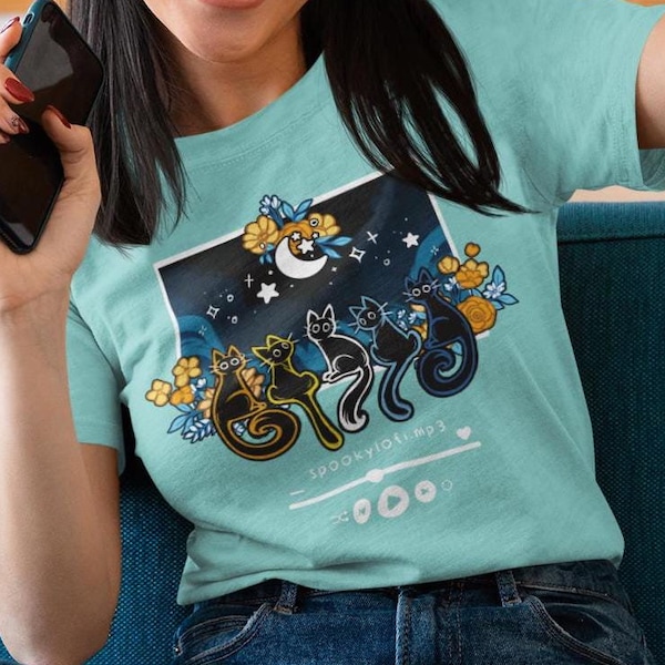 Aroace Subtle Pride Cat T-shirt | Aroace Pride, Cute Aro Clothes, Ace Pride Lofi Shirt, LGBTQ Music Tee, Pastel Goth Clothing