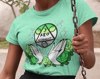 Aromantic Alchemist Subtle Pride Shirt | LGBT Alchemy T-Shirt, Aro Pride Queer Art, TTRPG Artificer Tee, Witchy Pastel Goth Clothes