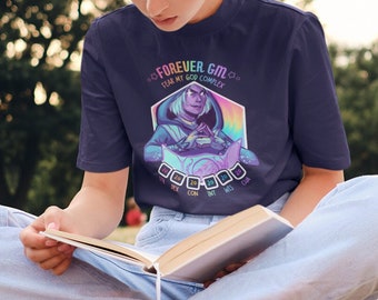 Forever GM Unisex T-Shirt | Kawaii Anime TTRPG Shirt, Dungeons, D20 Shirt, Fantasy and Table Top, Dragons, Tabletop RPG, Pastel Goth Shirt