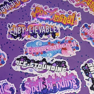 Pegatinas fantásticas y espeluznantes del Orgullo LGBT / Magia Pan Bi Ace Trans Noby LGBTQ Fantasma Polilla Sirena Bruja espacial / Vinilo adhesivo para portátil, álbum de recortes