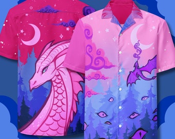 Bisexual Subtle Pride Dragon Button Up Shirt | Bisexual Pride Shirt, Bi Pride Flag Shirt, LGBTQ Dragons Button Down, Pastel Goth Clothing