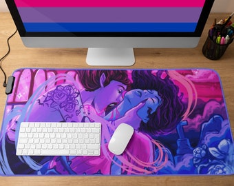 Bisexual Pride XL Mousepad | Vam-bi-er Cute Desk Mat Gaming Mouse Pad | Biromantic Biro LGBTQ Pride Vampire Spooky Halloween Pastel Goth