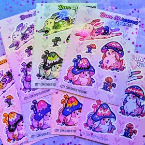 Stickers fierté subtile lapin champignon | Cottagecore Lesbienne Pan Bi Aro Ace Trans Enby Genderfluid LGBTQ Pride | Sticker vinyle pour ordinateur portable
