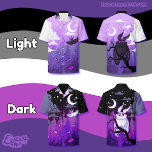 Asexual Subtle Pride Mothman Button Up Shirt Asexaul Pride Cryptid, Ace Pride Moth Shirt, LGBTQ Monster Button Down, Pastel Goth Clothing zdjęcie 2