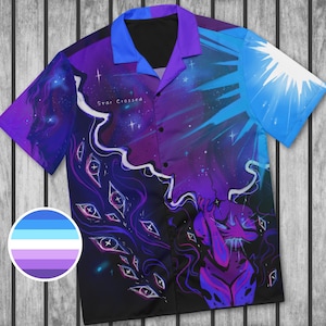 Berrisexual Subtle Pride Eldritch Button Up Shirt | LGBT Pride Space Cryptid Shirt, LGBTQ Monster Button Down, Pastel Goth Clothing