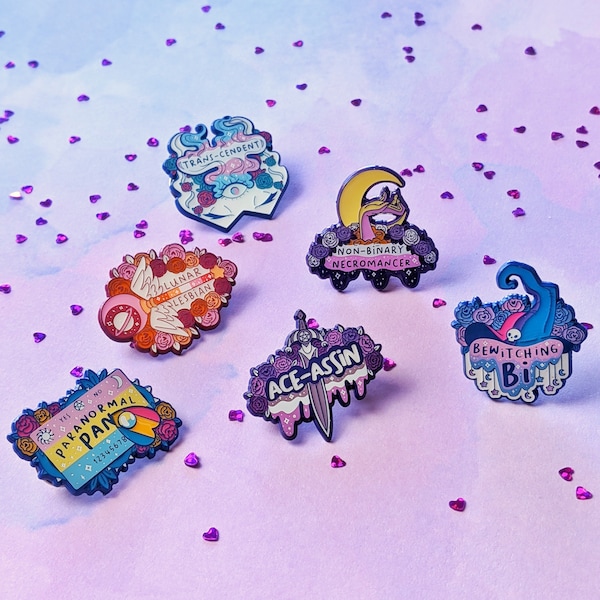 Magical LGBT+ Enamel Pins | Pansexual Panro Asexual Ace Bisexual Biro Transgender Enby Non-binary Lesbian LGBTQIA