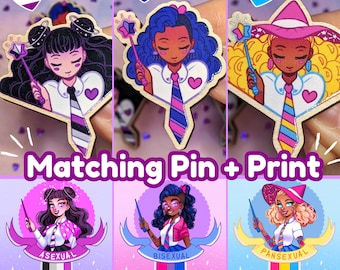 Subtle Pride Witch Pins | Asexual Pin, Ace Pride Pin, Pansexual Pin, Bisexual Pin, Pan Pride Gift, Aroace Accessories, Cute LGBTQ Pins