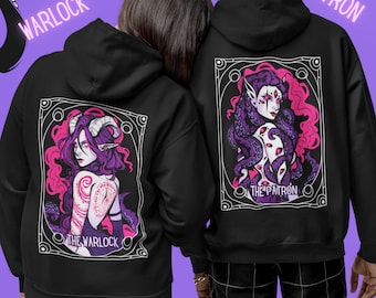 Warlock Patron Fantasy Matching Couples Hoodies | Couple Hoodies, TTRPG Sweatshirt, Tarot Cards, Witchy Stuff, Goth Hoodie, Plus Size Goth