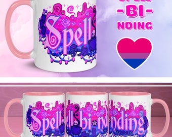 Bisexual Pride Witch Mug | Bi Pride Witchy Gifts, Pastel Goth Queer Art, LGBTQ Gift for Her, Gothic Tea Cup, LGBT Halloween Coffee Cup
