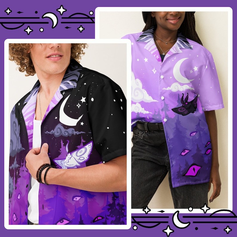 Asexual Subtle Pride Mothman Button Up Shirt Asexaul Pride Cryptid, Ace Pride Moth Shirt, LGBTQ Monster Button Down, Pastel Goth Clothing zdjęcie 3