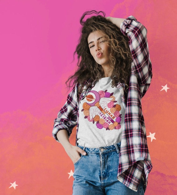 Toverstaf lesbische vlag trots shirt Maan lesbisch T shirt sapphic lesbische kunst magisch meisje queer kunst pastel goth kleding Etsy Nederland