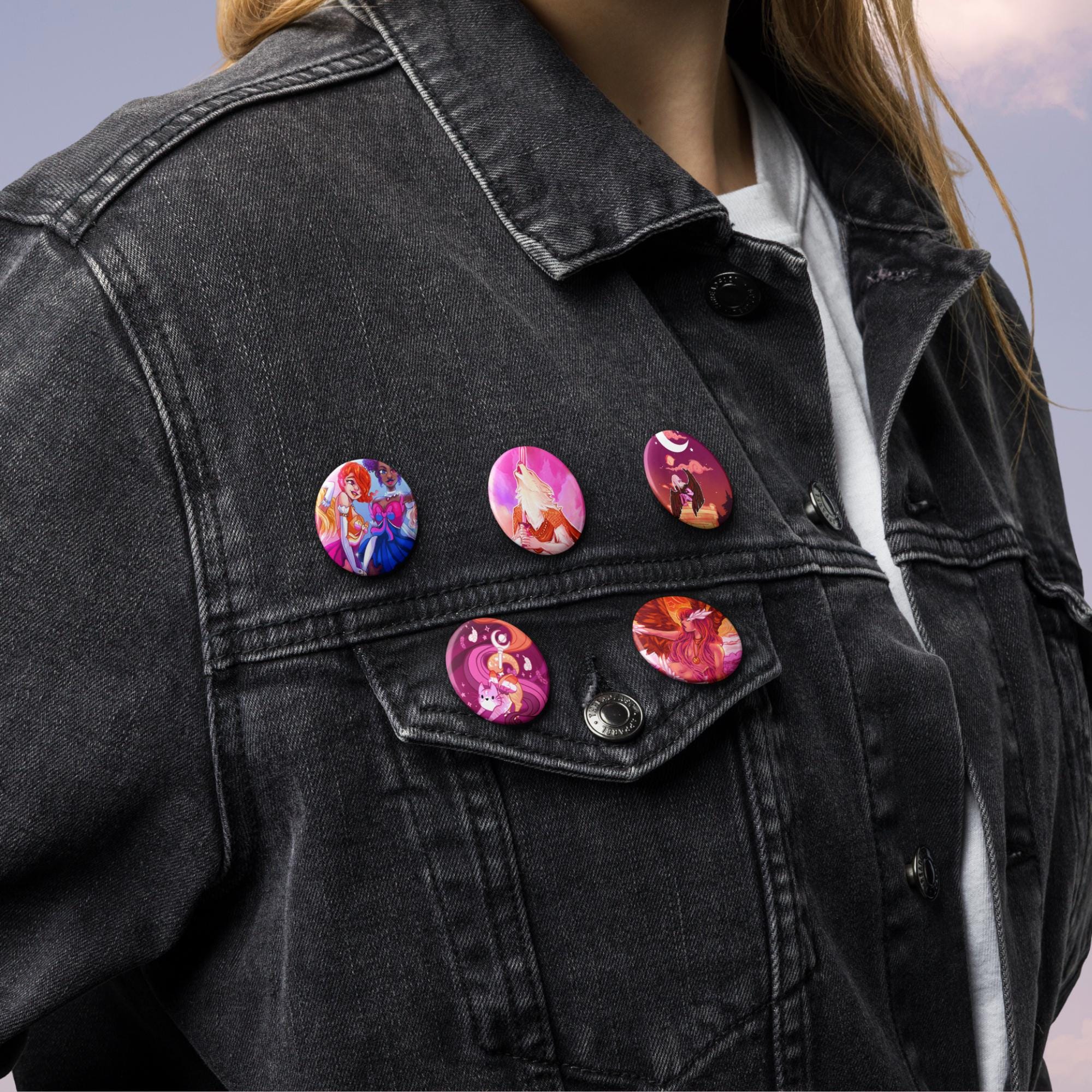 Lesbian Subtle Pride Fantasy Button Set | Lesbian Pride Cryptid Pin ...