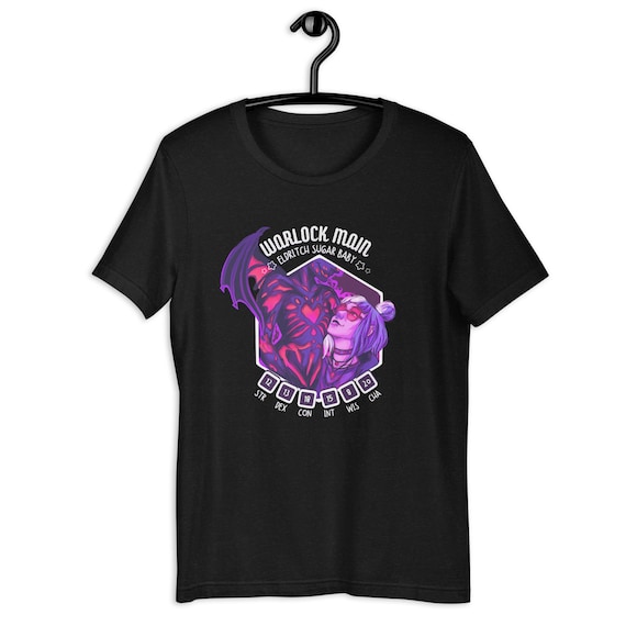 Goth TTRPG Warlock Main T-shirt | Eldritch Sugar Baby, Kawaii D20