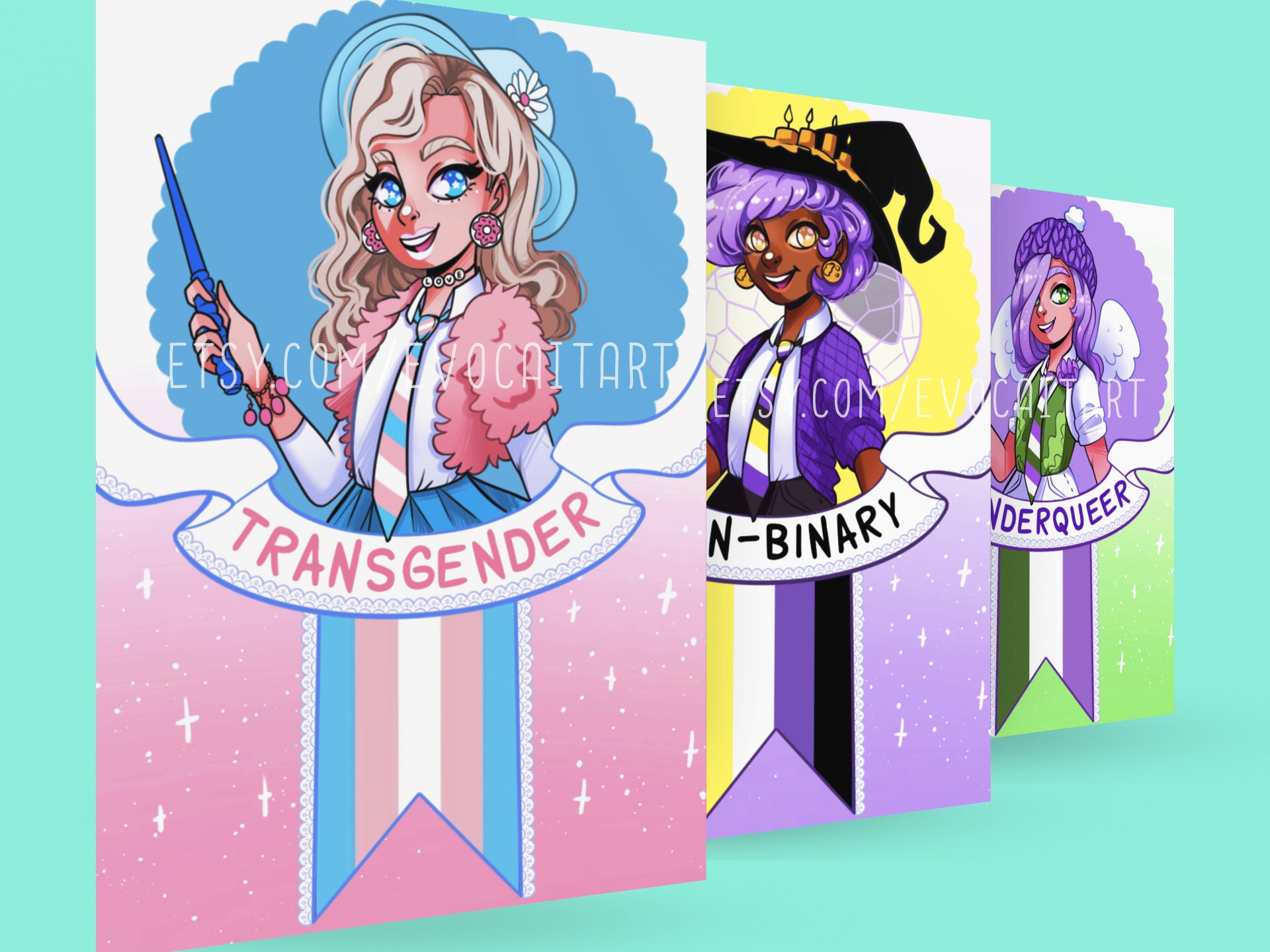 Gender Identity Witch Prints | Magic Occult Transgender Genderqueer Queer Non-Binary Genderfluid LGBTQ Pride | Art Print Poster