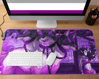 Asexual Pride XL Mousepad | Cerber-ace Cute Desk Mat Gaming Mouse Pad | Ace Pride Aspec Demon Tiefling Magic Spooky Halloween Pastel Goth