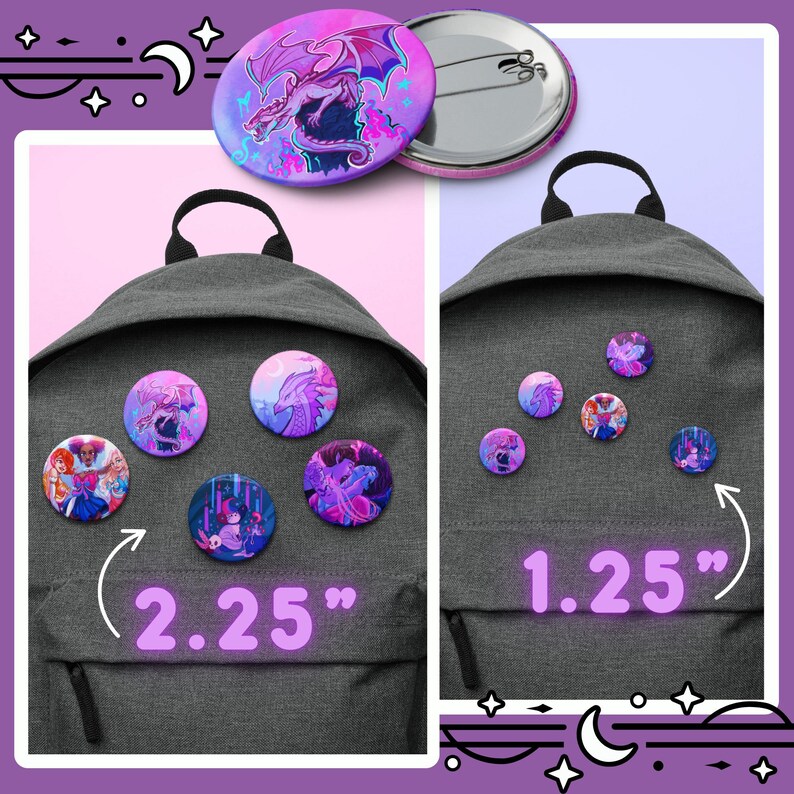 Bisexual Subtle Pride Fantasy Button Set | Bisexual Pride Dragon Pin ...