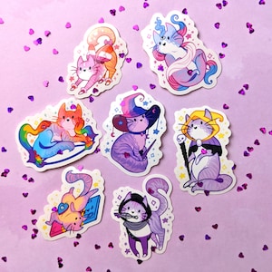 Stickers chats LGBT+ fantaisie | Magic Occult Lesbian Pan Bi Gay Ace Trans Enby LGBTQ Pride | Décalcomanie en vinyle, décalcomanie pour voiture, décalcomanie pour ordinateur portable