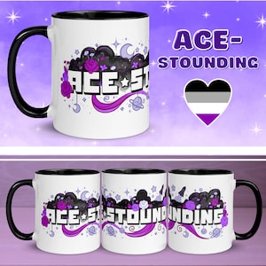 Asexual Pride Mug  | Ace Pride Witchy Gifts, Pastel Goth Queer Art, LGBTQ Gift for Her, Space Aesthetic Tea Cup, LGBT Moon Coffee Cup