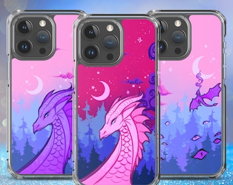 Bisexual Phone Case for iPhone + Samsung Galaxy | Subtle Bi Pride Dragon, LGBTQ Monster Aesthetic, Queer TTRPG Gift, Pastel Goth Cell Phone