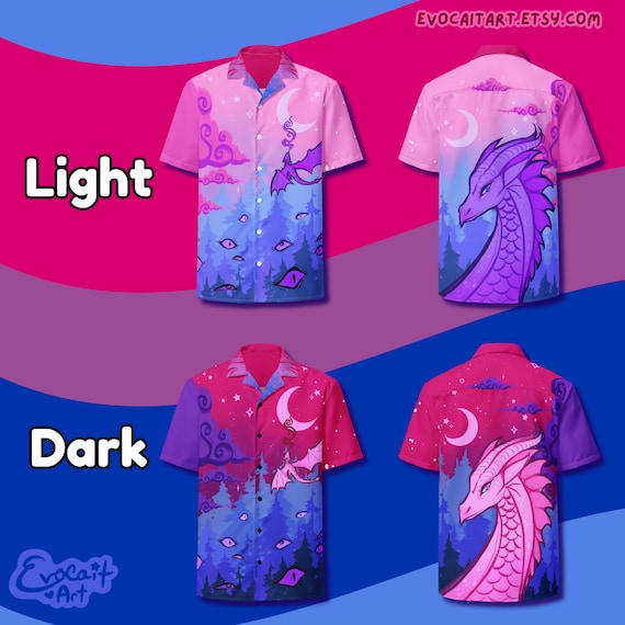 Bisexual Subtle Pride Dragon Button up Shirt | Bisexual Pride