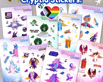 Stickers cryptiques LGBT+ Fantasy | Magie Occulte Lesbienne Pan Bi Gay Ace Trans Enby Gay Aro Aroace LGBTQ Pride | Sticker pour ordinateur portable, mise au rebut