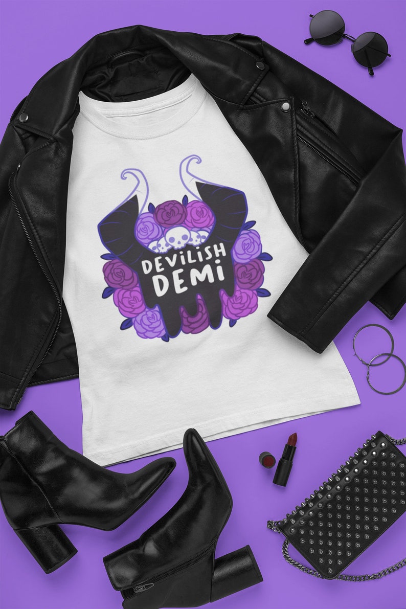 Devilish Demi Short-Sleeve Unisex T-Shirt | Demisexual Ace Asexual Sexuality LGBTQ DnD Demon Roses | Pastel Goth Tee Apparel 