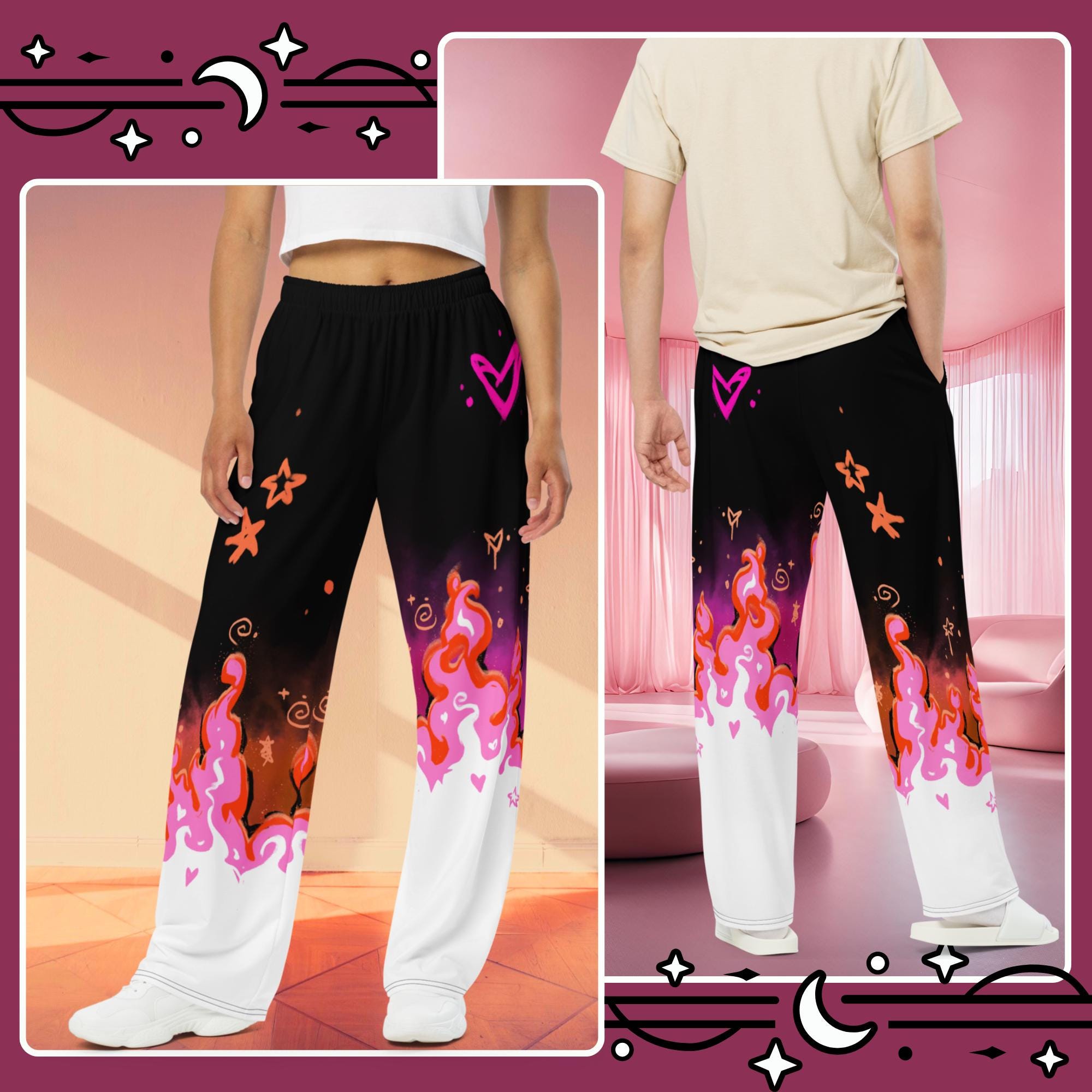 Lesbian Subtle Pride Unisex Wide-leg Pants | Lesbian Flag Pants