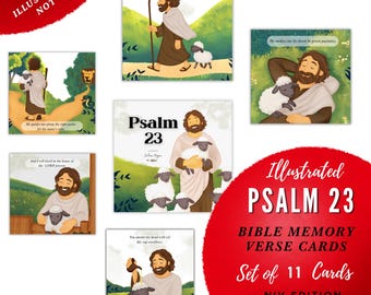 Psalm 23 NIV Memory Cards for Kids, Illustrated Bible Verses (Digital Download)