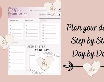 Daily Planner Printable: To Do Lists, Task Lists (Digital Download)