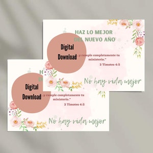 Carte espagnole JW | Pas de hay vida mejor| Témoins de Jéhovah| Écriture JW| Imprimable| Espagnol| Nouvelle année de service