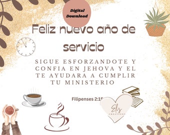 JW New Service Year Card, Spanish Pioneer Gift (Printable PDF)