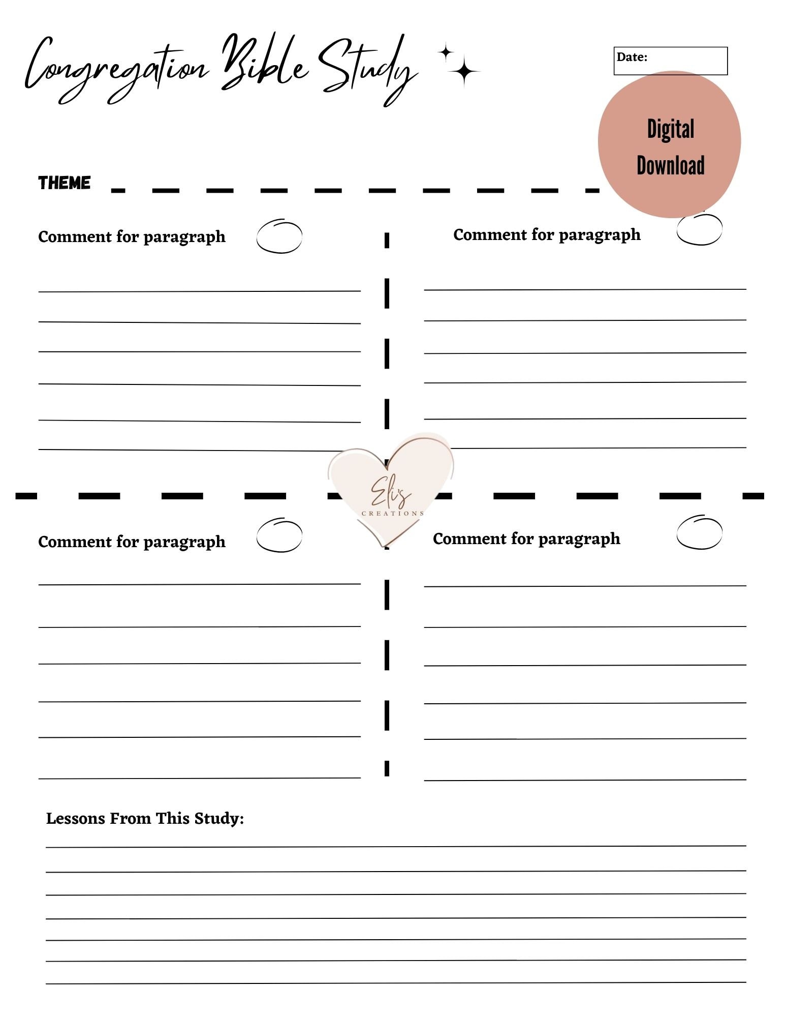 Workbook Notes JW Meeting Workbook: Notes Template (digital Download) - Etsy