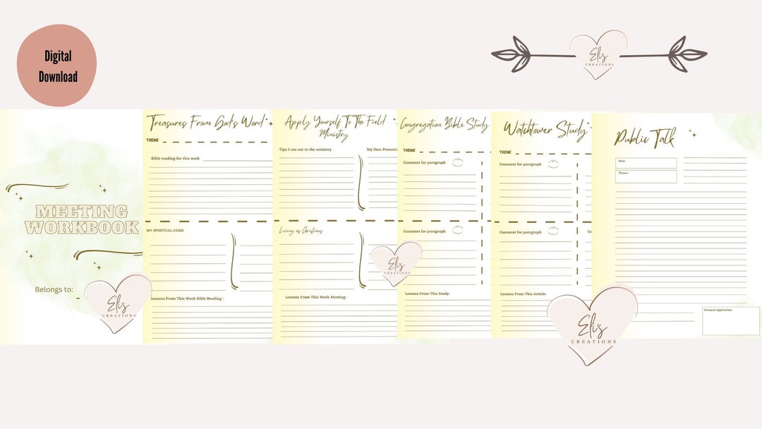 Workbook Notes JW Meeting Workbook: Notes Template (digital Download) - Etsy