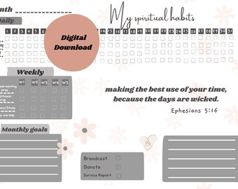 JW Spiritual Habits| Checklist| Jehovah's Witnesses| Planner| Printable| English