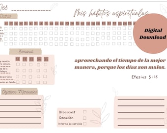JW Spiritual Habits| Checklist| Jehovah's Witnesses| Planner| Printable| Spanish| Habit tracker
