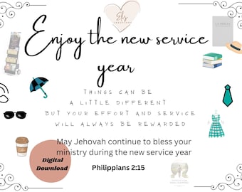 JW New Service Year Card: Pioneer Gift Postcard (Printable PDF)