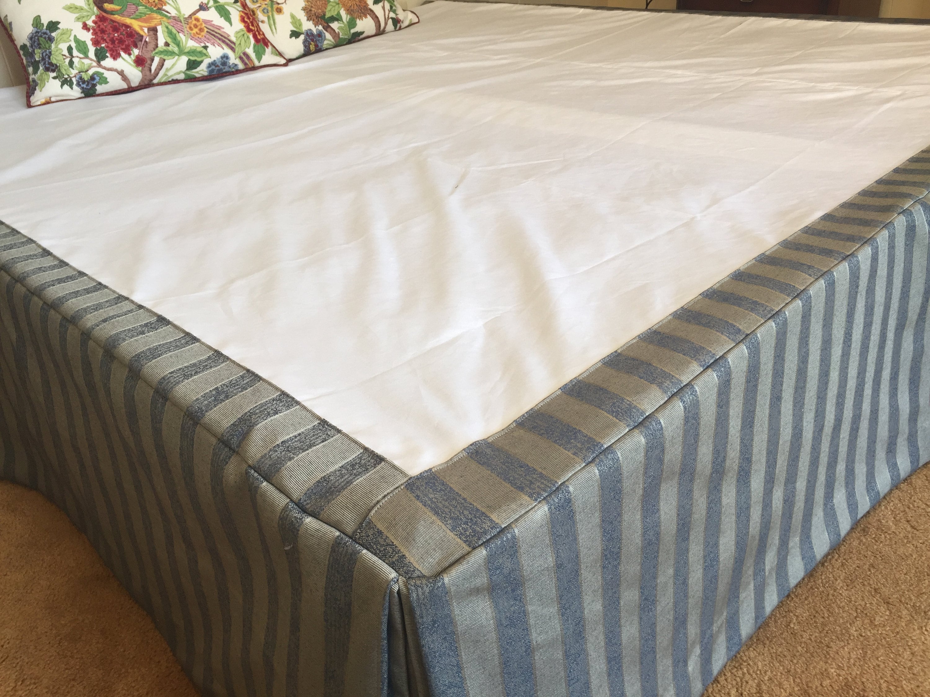 Tailored King Bed Skirt in Navy and Gray Stripe Etsy