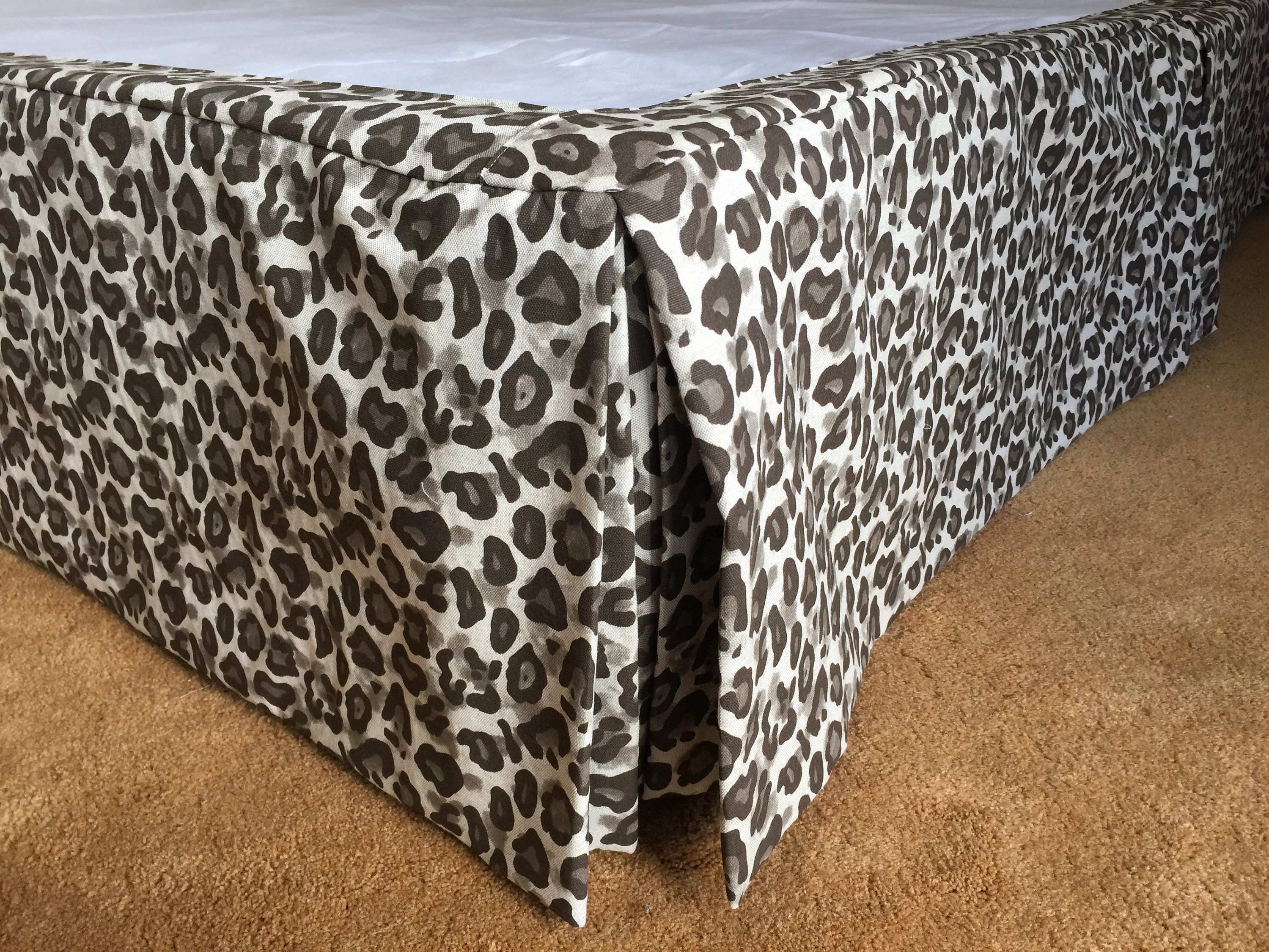 Tailored Bed Skirt in a Brown Leopard Print Etsy