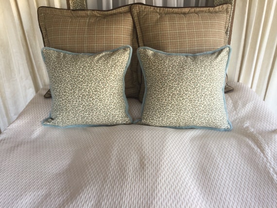 Pillow Cover In A Blue Leopard Print Etsy